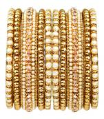 Antique gold plated pearl cz 10pc bangle chuda