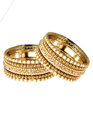 Antique gold plated pearl cz 10pc bangle chuda 3