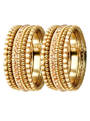 Antique gold plated pearl cz 10pc bangle chuda 5