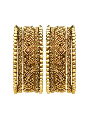 Antique gold plated cz stone 10pc chuda bangle 2