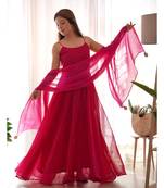 Magenta bandhani anarkali kurta with dupatta