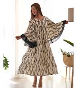 White & black ikat cotton tiered flared dress