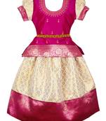 Amirtha fashion new south indian traditional wine pattu pavadai jacquard lehenga choli for girls dress