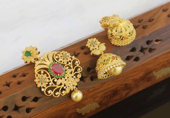 Designer matte finish cz pendant set 2