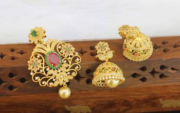 Designer matte finish cz pendant set 4