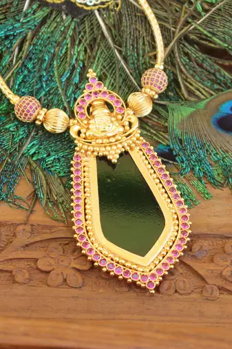 Kerala traditional gold plated temple palakka nagapadam necklace