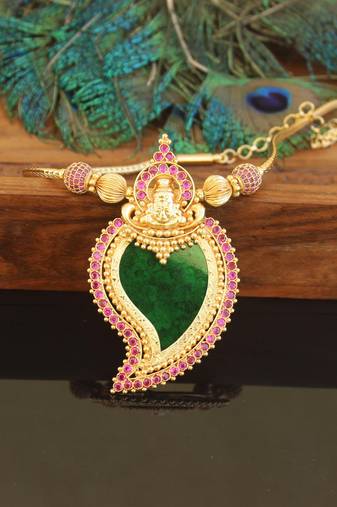 Kerala traditional gold plated temple palakka mango necklace