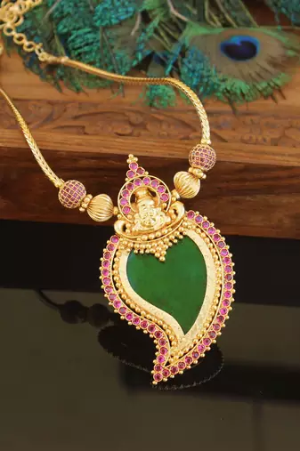 Kerala traditional gold plated temple palakka mango necklace
