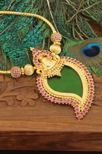 Kerala traditional gold plated temple palakka mango necklace