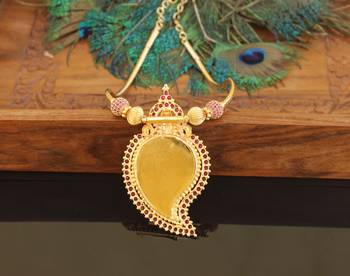 Kerala traditional gold plated temple palakka mango necklace 4