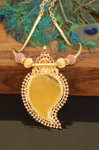 Kerala traditional gold plated temple palakka mango necklace