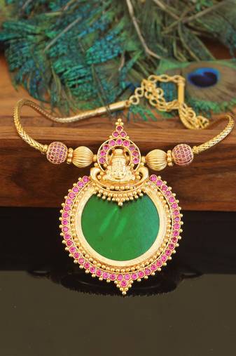 Kerala traditional gold plated temple palakka necklace