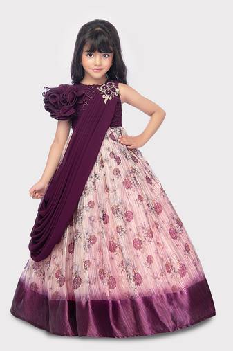 Betty wine colored printed, polyester gown