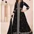 Black embroidered faux georgette semi stitched anarkali suit