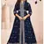 Navy blue embroidered faux georgette semi stitched anarkali suit