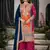 Orange and pink embroidered viscose chinon semi stitched salwar suit