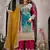 Teal and maroon embroidered viscose chinon semi stitched salwar suit