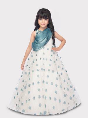 Betty blue colored patch work, silk gown 1