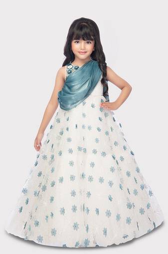 Betty blue colored patch work, silk gown