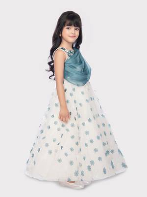 Betty blue colored patch work, silk gown 2