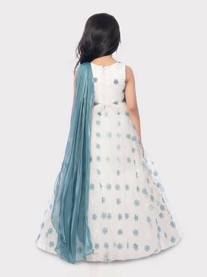 Betty blue colored patch work, silk gown 3