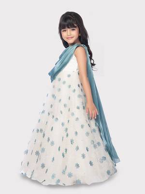 Betty blue colored patch work, silk gown 5