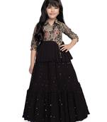 Betty wine colored embroidered, georgette gown