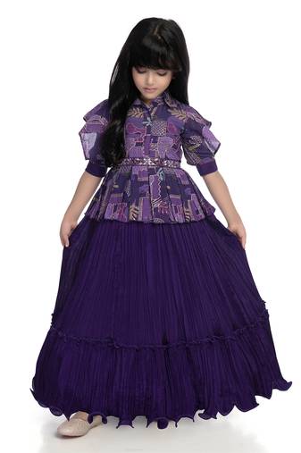 Betty purple colored printed, polyester gown