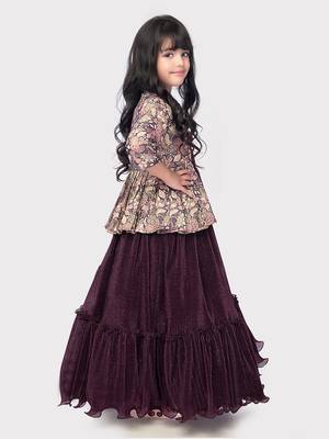 Betty wine colored patch work, polyester gown along with jacket 2