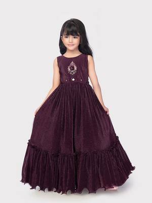 Betty wine colored patch work, polyester gown along with jacket 5