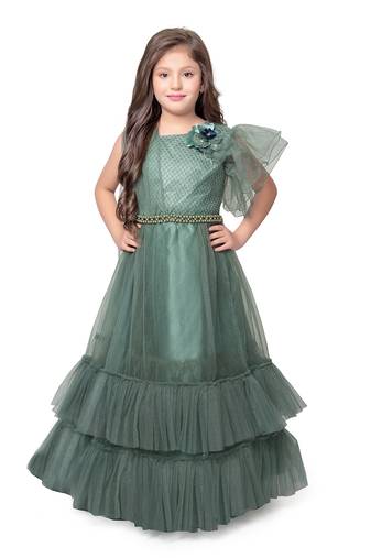 Betty beetle colored pearl net gown