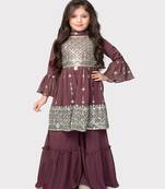 Betty magenta sequins georgette gharara set