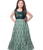 Betty green colored printed polyester gown
