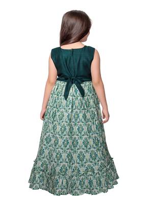 Betty green colored printed polyester gown 3