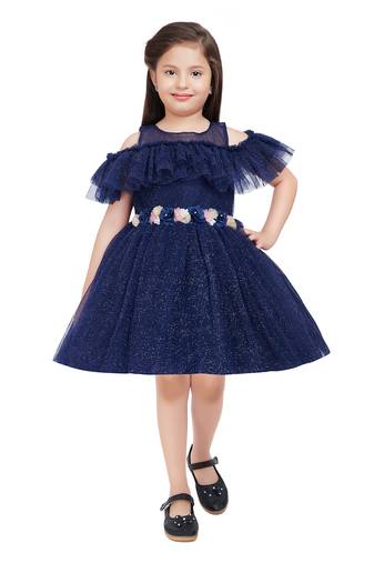 Betty blue colored shimmer net frock