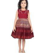 Betty maroon colored stone worked polyester frock