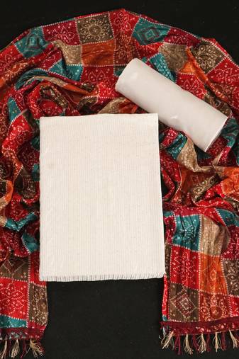 White chanderi silk sequins dress materials