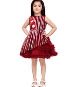 Betty maroon colored flowers patch net frock