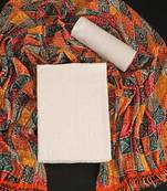 White chanderi silk sequins dress materials