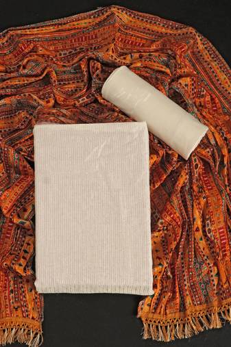 White chanderi silk sequins dress materials