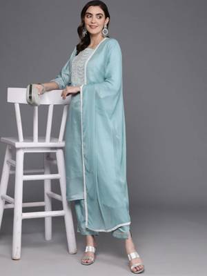 Women's Embroidered Kurta Set With Dupatta (MAK94) 1