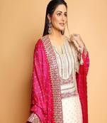 Modestouze Attires Women's Embroidered Worked Kurta And Palazzo Set With Dupatta Set (MAK97)