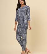 Women's V Neck Printed Cotton Co-ords Set (MAK99)