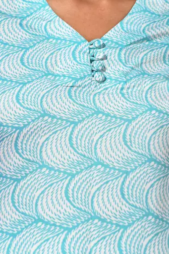 Sea green printed crepe kurta
