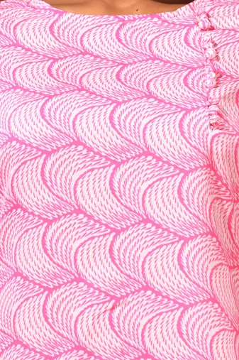 Pink printed crepe kurta