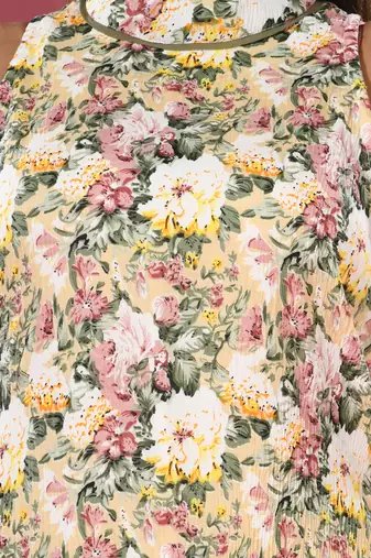 Yellow georgette floral printed kurta