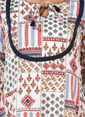 White crepe printed kurta 5