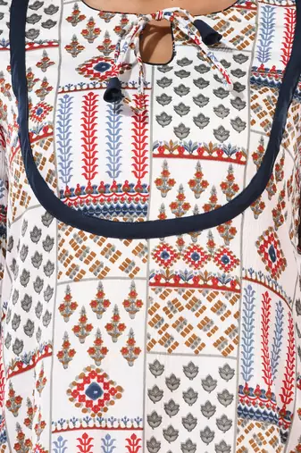 White crepe printed kurta