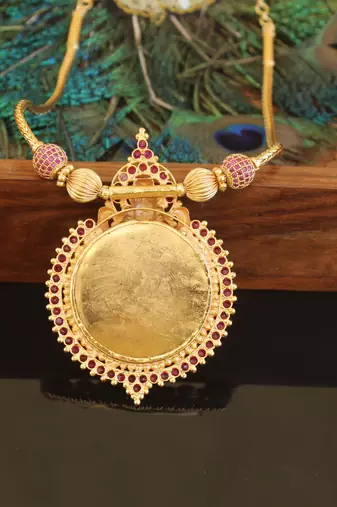 Kerala traditional gold plated temple palakka necklace