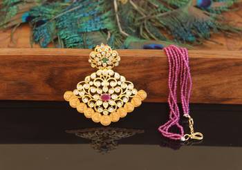 Designer gold plated temple beads necklace 1